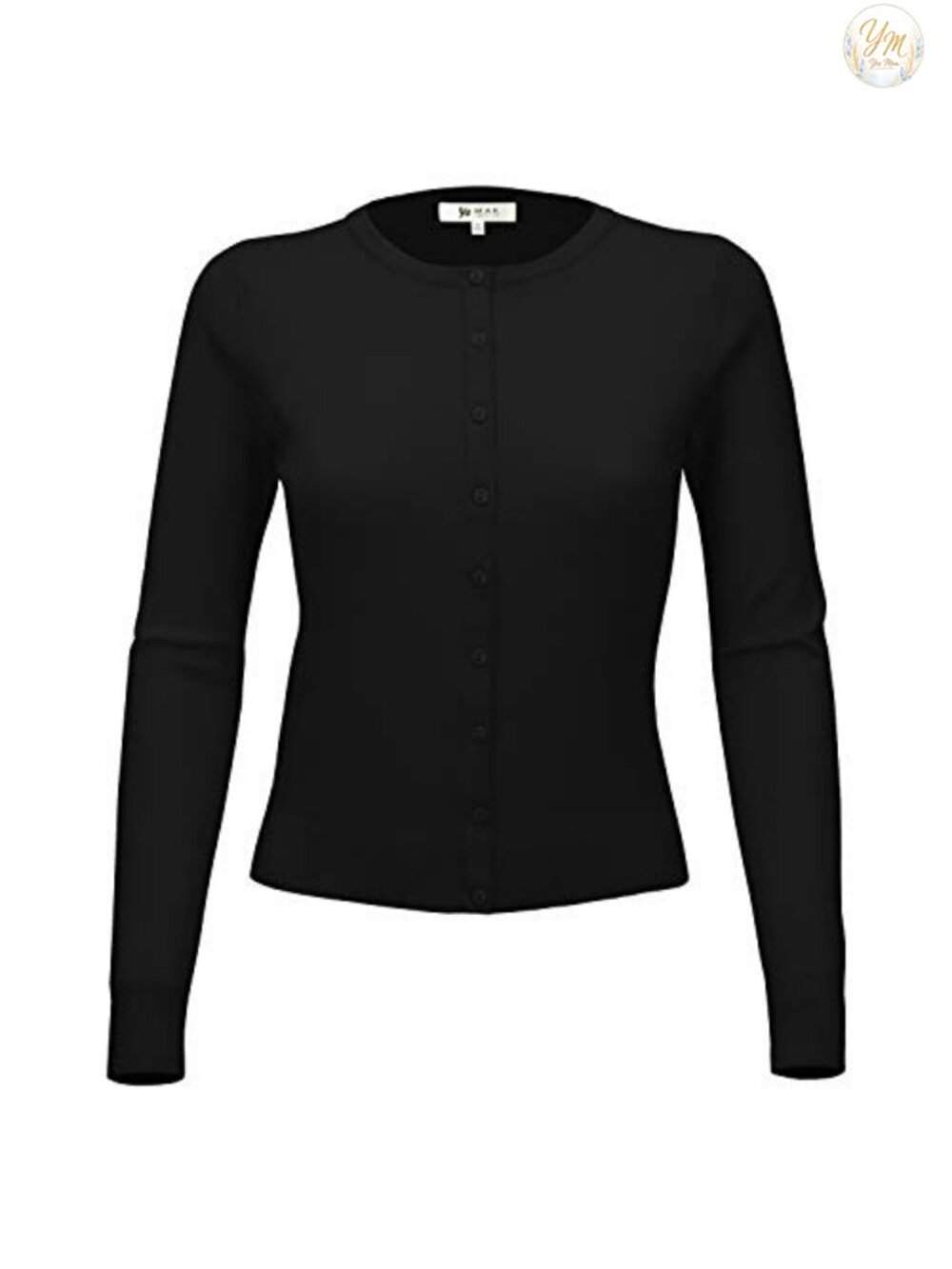 Women's Long Sleeve Crewneck Button-Down Knit Cardigan Sweater